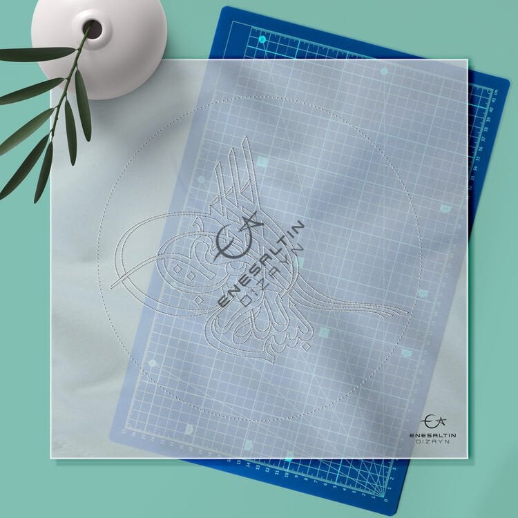 Şablon Desen  -  Tuğra Besmele Kaligrafi Çini Deseni