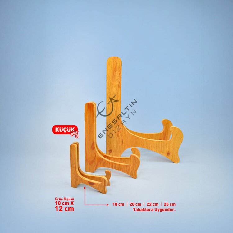 Küçük Boy Ahşap Çini Tabak Ayağı, Teşhir Standı (18, 20, 22 ve 25 cm tabaklara uygundur)