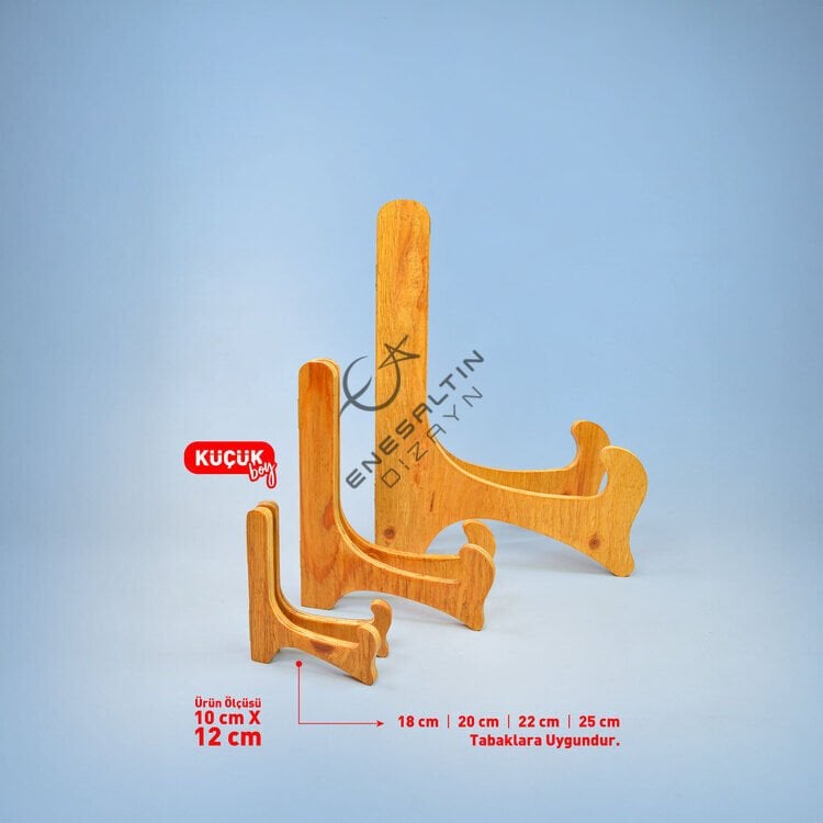 Küçük Boy Ahşap Çini Tabak Ayağı, Teşhir Standı (18, 20, 22 ve 25 cm tabaklara uygundur)