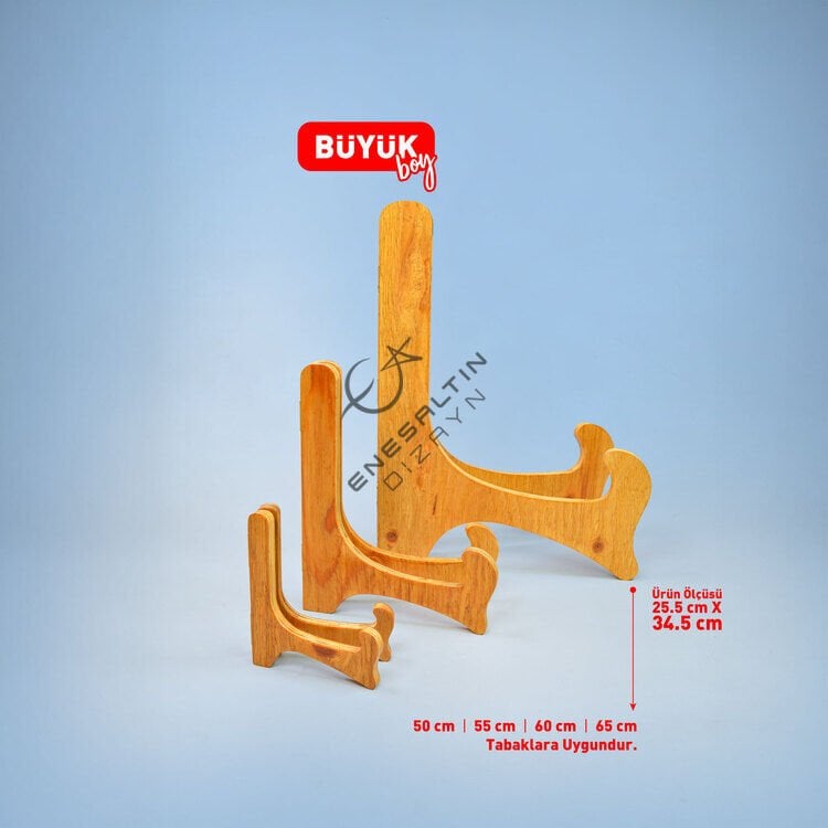 Büyük Boy Ahşap Çini Tabak Ayağı, Teşhir Standı (45, 50, 55, 60 ve 65 cm tabaklara uygundur)