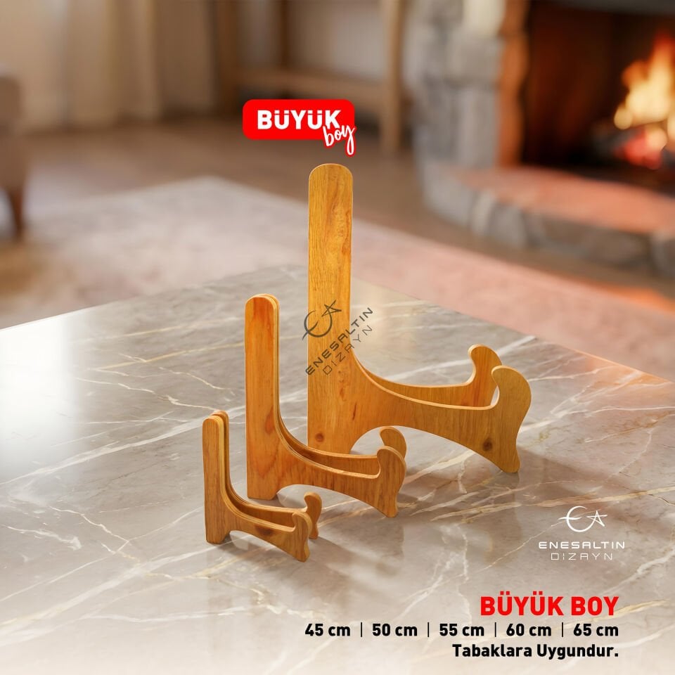 Büyük Boy Ahşap Çini Tabak Ayağı, Teşhir Standı (45, 50, 55, 60 ve 65 cm tabaklara uygundur)