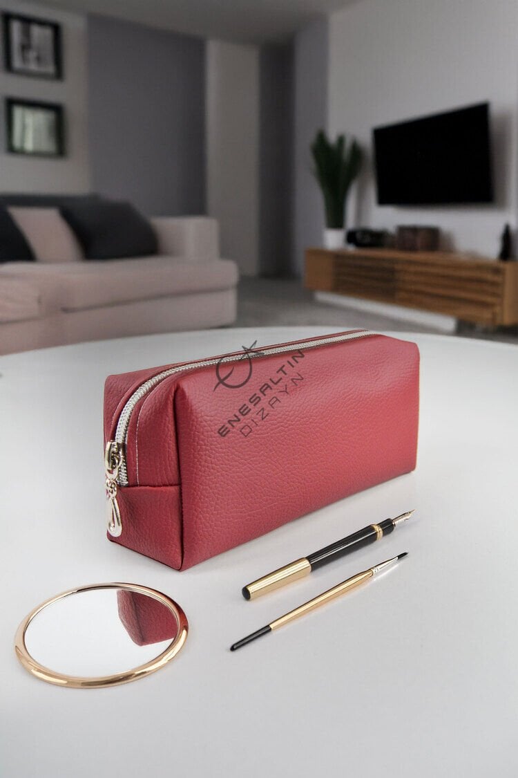 Bordo Suni Deri Çok Amaçlı Çanta