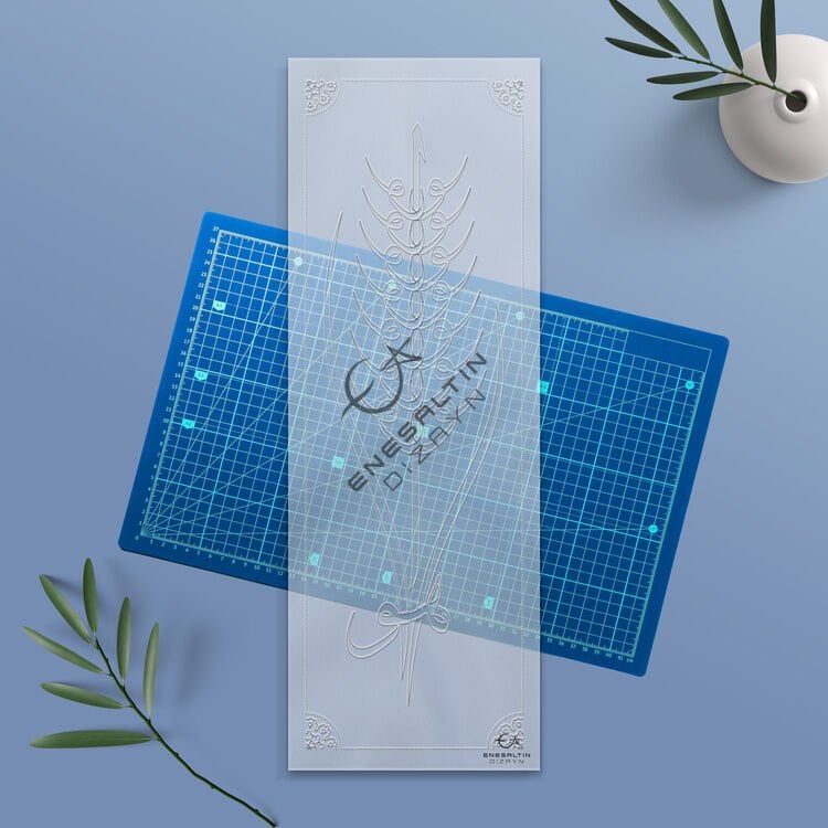 Stencil Design 20 x 60 cm. - 7 Ears of Wheat Calligraphy Tile Pattern