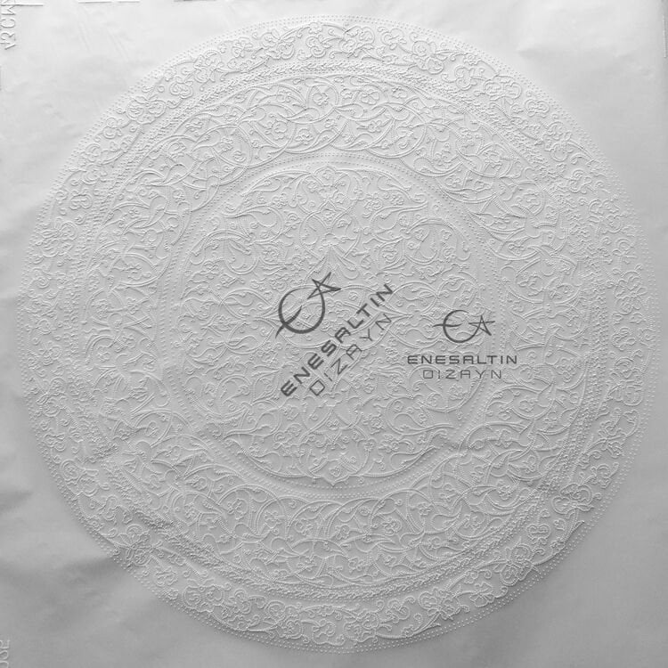 Stencil Design 40 / 43 cm - Baba Nakkaş 1481 Rumi Lotus Peony Debbane Ceramic Plate Design