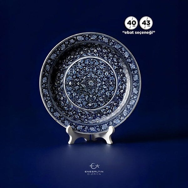 Stencil Design 40 / 43 cm - Baba Nakkaş 1481 Rumi Lotus Peony Debbane Ceramic Plate Design