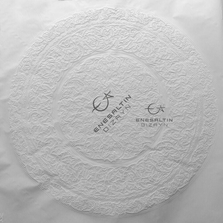 Stencil Design 55 cm - Debbane Plate Baba Nakkaş 1481 Rumi Lotus Peony Tile Design
