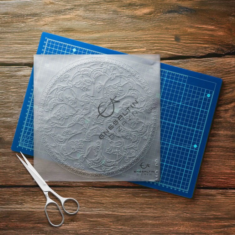 Şablon Desen  - Klasik İznik Lotus Rumi Çini Tabak Deseni