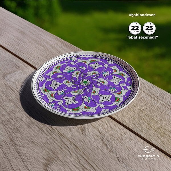 Şablon Desen  - Klasik İznik Lotus Rumi Çini Tabak Deseni