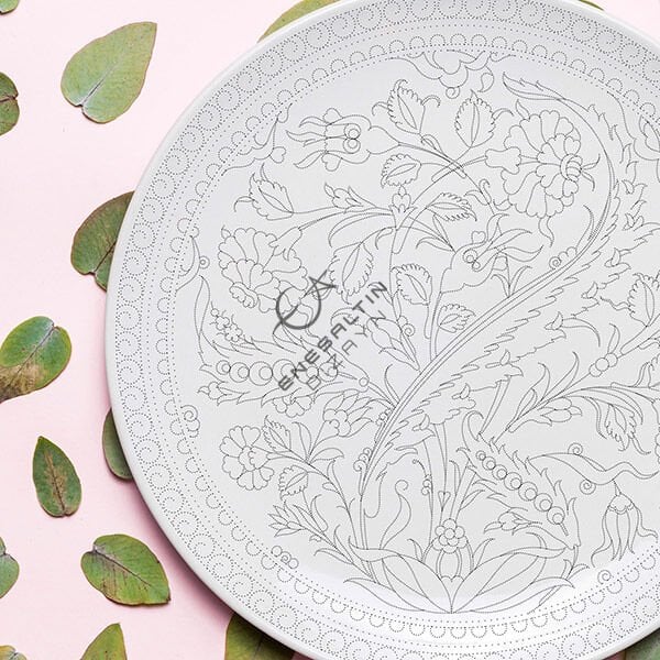 Şablon Desen 33 cm  - Bitkisel Motifli Klasik Çini Deseni