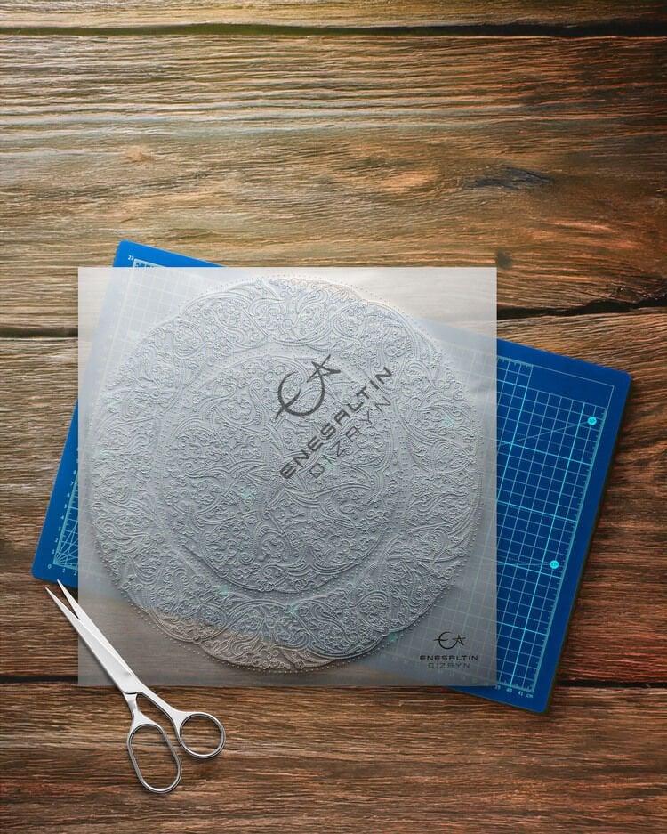 Şablon Desen 30 cm - Baba Nakkaş 1480 Rumi ve Lotus İznik Çini Tabak Deseni