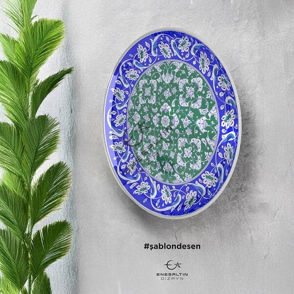 Şablon Desen 30 cm -  Baba Nakkaş 15. yy. Klasik İznik Rumi Zincir Lotus Hatayi Çini Deseni