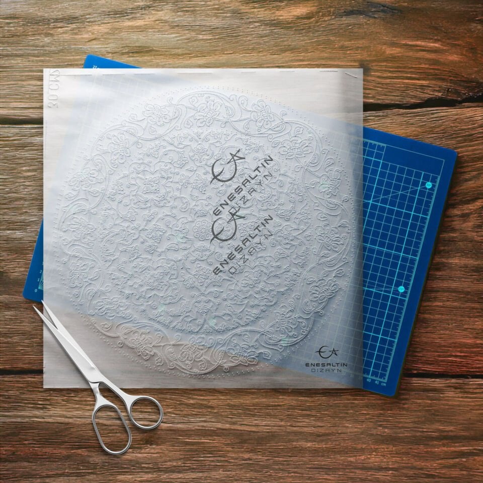 Şablon Desen 30 cm -  Baba Nakkaş 15. yy. Klasik İznik Rumi Zincir Lotus Hatayi Çini Deseni