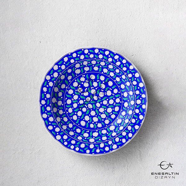 Şablon Desen 30 cm - Bulut / Papatya 15. yy. Klasik İznik Çini Tabak Deseni