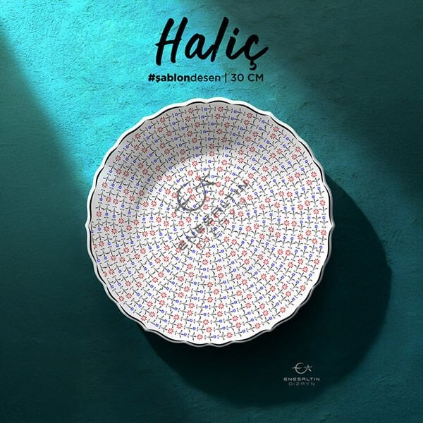 Şablon Desen 30 cm. -  Spiral Haliç Çini Tabak Deseni