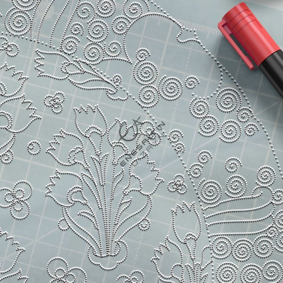 Şablon Desen 33 cm - Sümbül Motifli İznik Çini Deseni