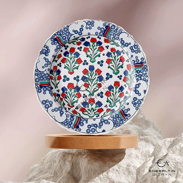 Şablon Desen 33 cm - Sümbül Motifli İznik Çini Deseni