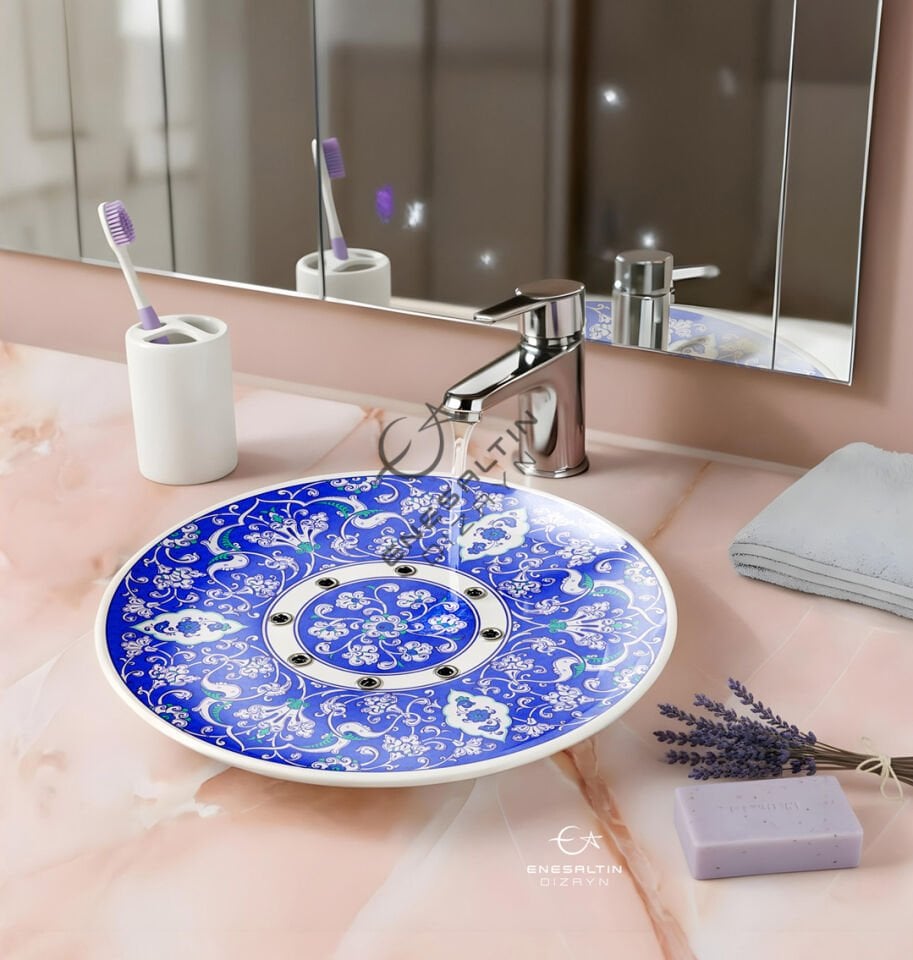 Şablon Desen 30 cm -   Klasik Üçlü Lotus Rumi Ulama Çini Deseni