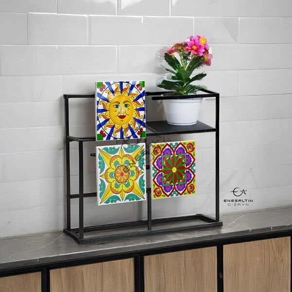 3'lü Şablon Desen Seti - Sicilya Tarzı Motifli 10 x 10 cm. Çini Karo Deseni