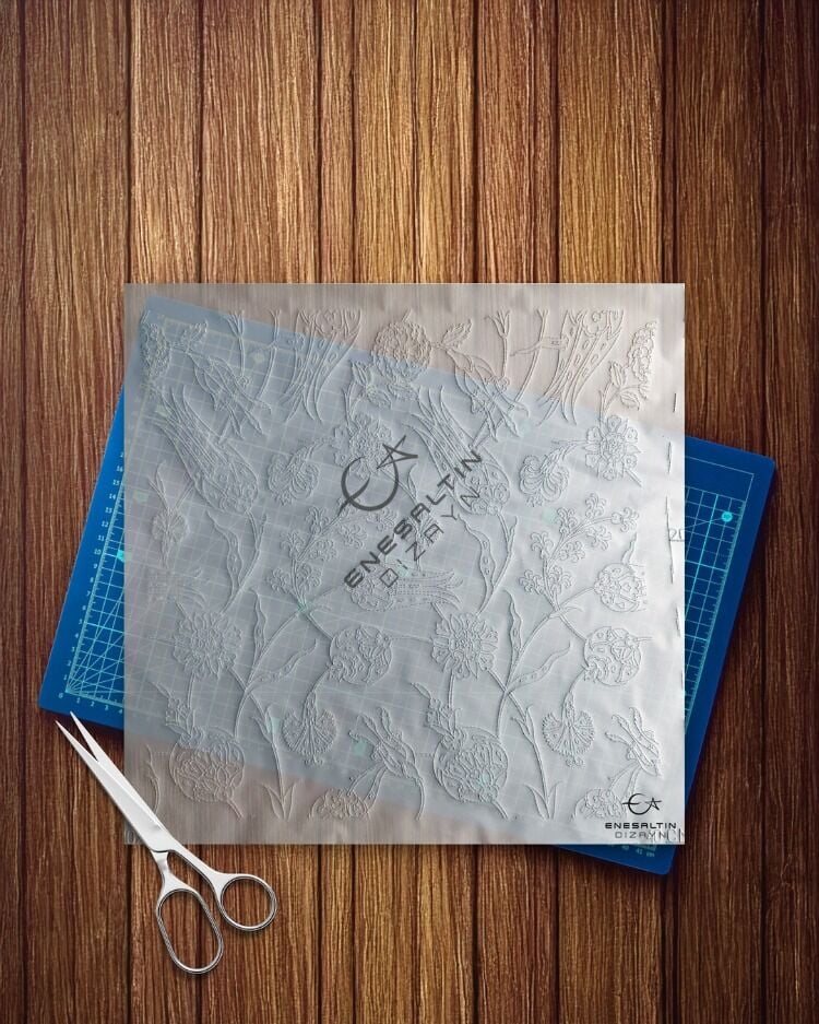 Şablon Desen 40 x 40 cm - 9 Çeşit Motifli Eyüp Sultan Camii Çini Deseni