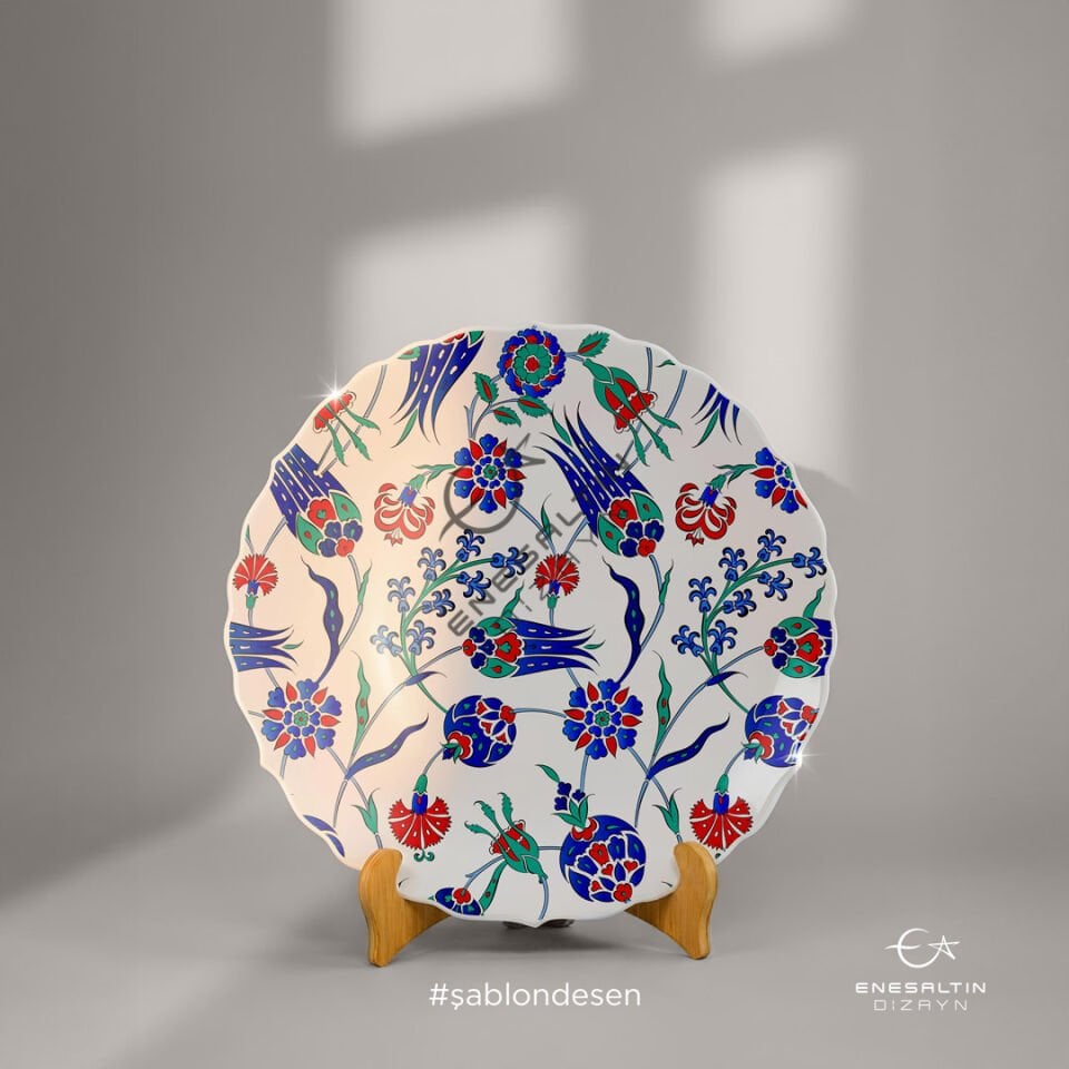 Şablon Desen 40 x 40 cm - 9 Çeşit Motifli Eyüp Sultan Camii Çini Deseni