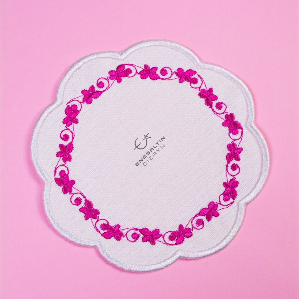 Sarmaşık Asma Motifli Nakışlı 6'lı Kokteyl Peçete Seti