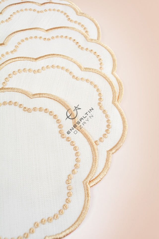 Rose Gold Nakışlı 6'lı Kokteyl Peçete Seti