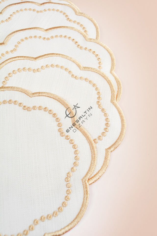 Rose Gold Nakışlı 6'lı Kokteyl Peçete Seti