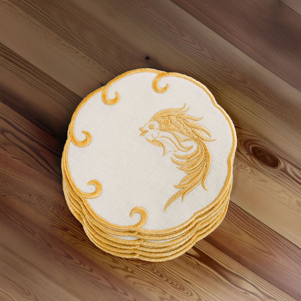 Beta Balık Nakışlı 6'lı Kokteyl Peçete Seti