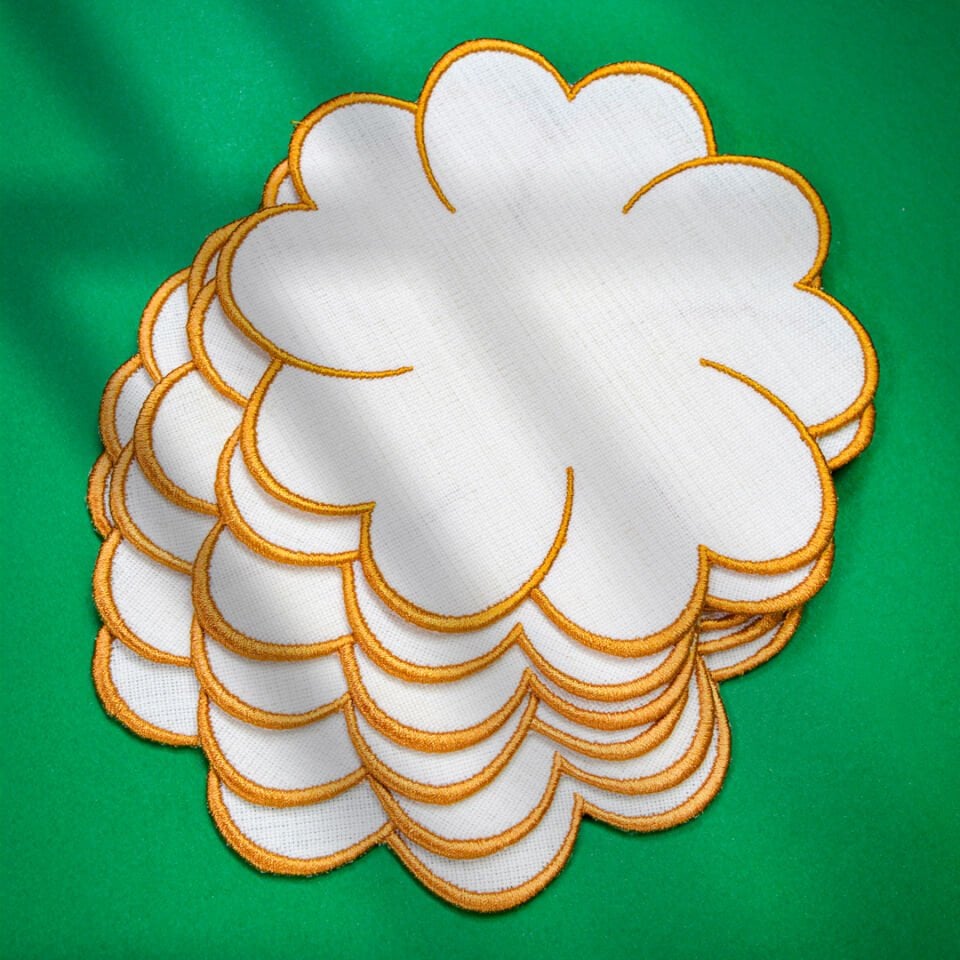 Kalp Papatya Altın Simli Nakışlı 6'lı Kokteyl Peçete Seti