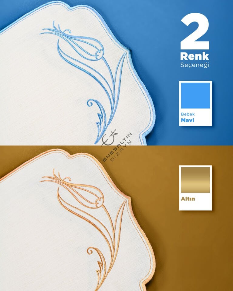 Lale Nakışlı Çini Çalışma Altlığı 33 x 44 cm - 1 Adet