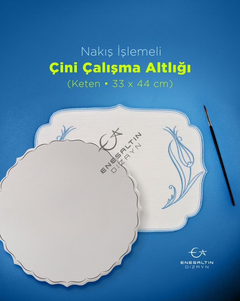 Lale Nakışlı Çini Çalışma Altlığı 33 x 44 cm - 1 Adet