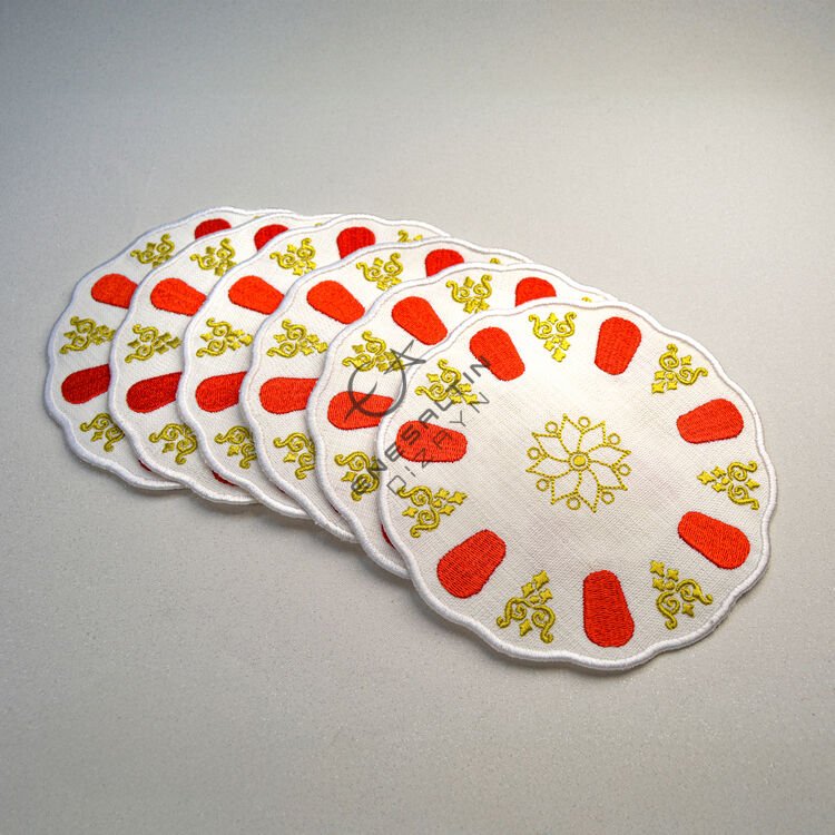 Nostalgic Persian Embroidered Set of 6 Cocktail Napkins