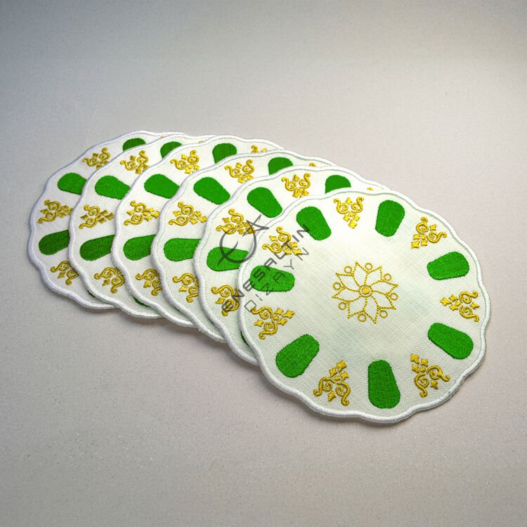 Nostalgic Persian Embroidered Set of 6 Cocktail Napkins