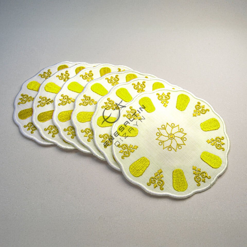 Nostalgic Persian Embroidered Set of 6 Cocktail Napkins