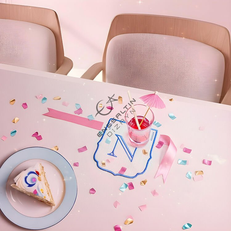 Nakış İYİ Kİ DOĞDUN Yazısı Duvar Dekoru - Monogram Peçete