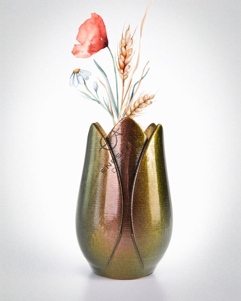 Özel Tasarım Metalik Renk Lale Vazo