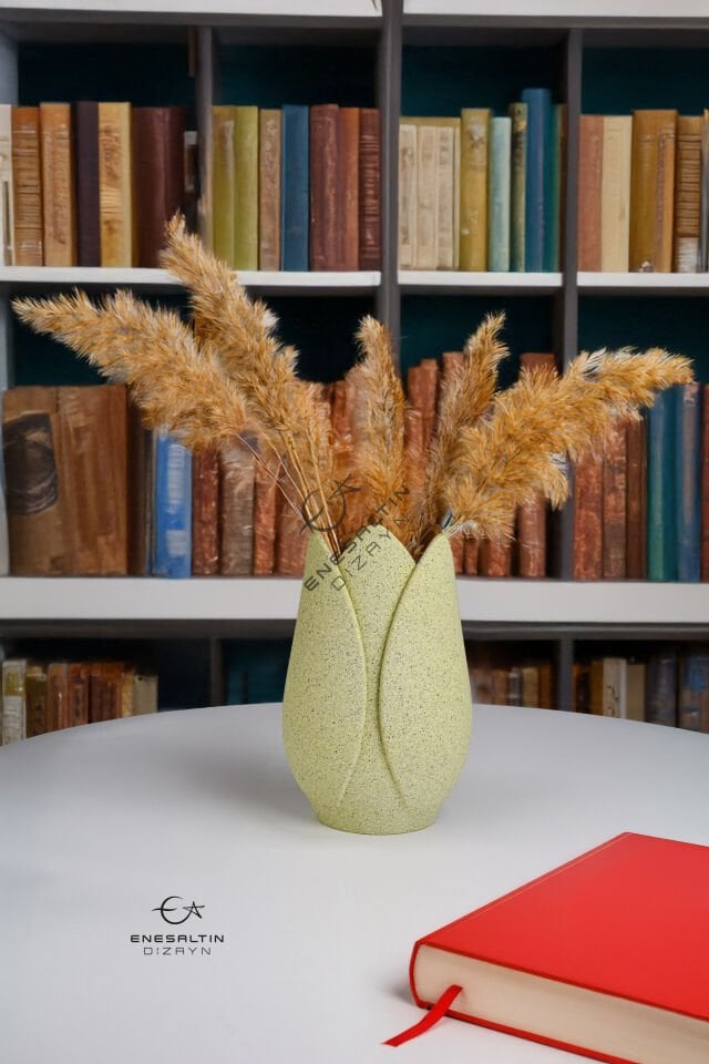 Özel Tasarım Taş Dokulu Renk Lale Vazo