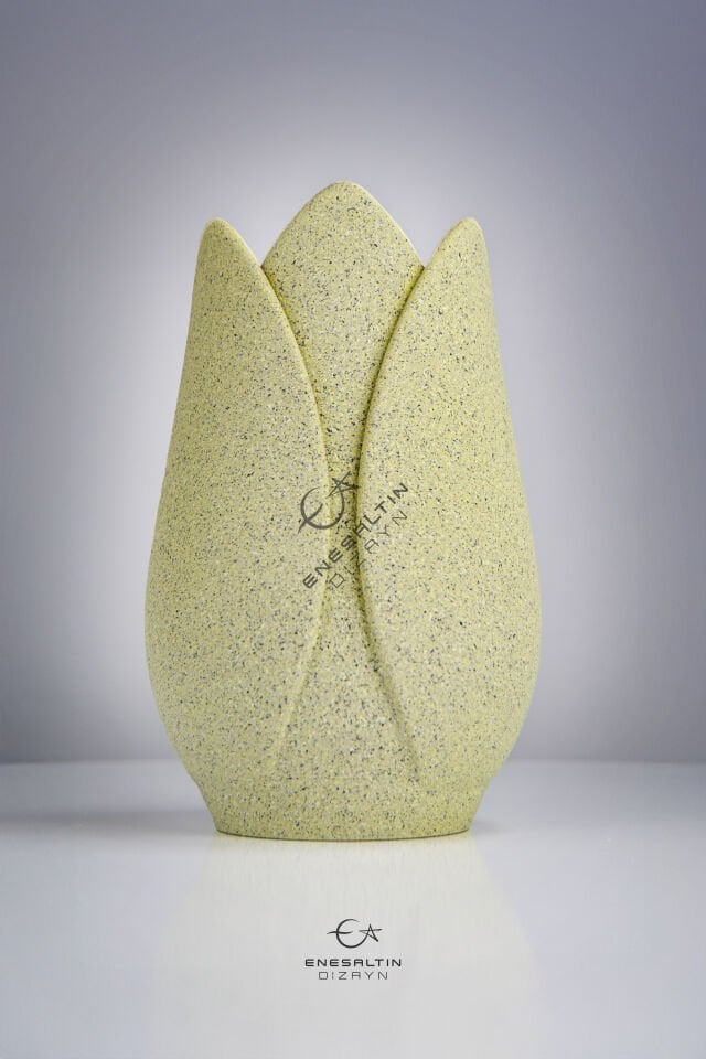 Özel Tasarım Taş Dokulu Renk Lale Vazo