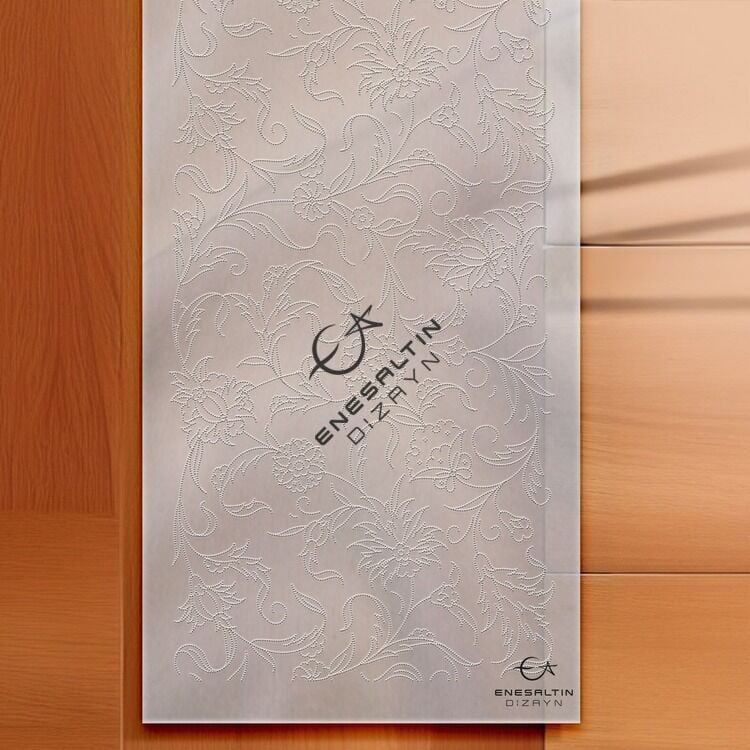 Şablon Desen 25x60 cm. - Sürekli (Ulama) Hatayi Motifli Çini Karo Deseni