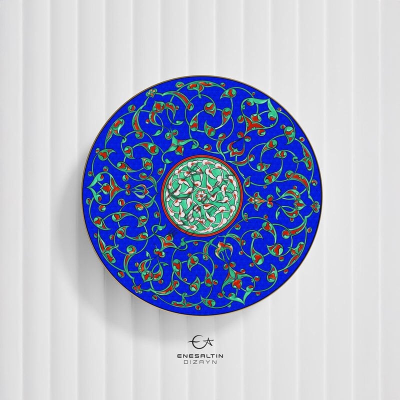Şablon Desen 30 cm - 1565 İznik Arabesk Rumi Çini Tabak /Karo Deseni