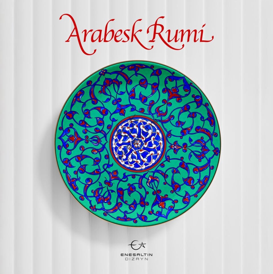 Şablon Desen 40 cm - 1565 İznik Arabesk Rumi Çini Tabak / Karo Deseni