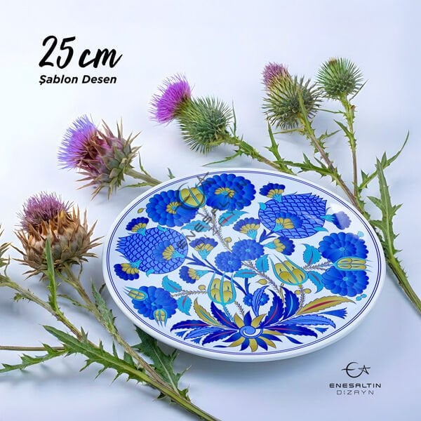 Şablon Desen 25 cm. -  Gül Motifli İznik Çini Deseni