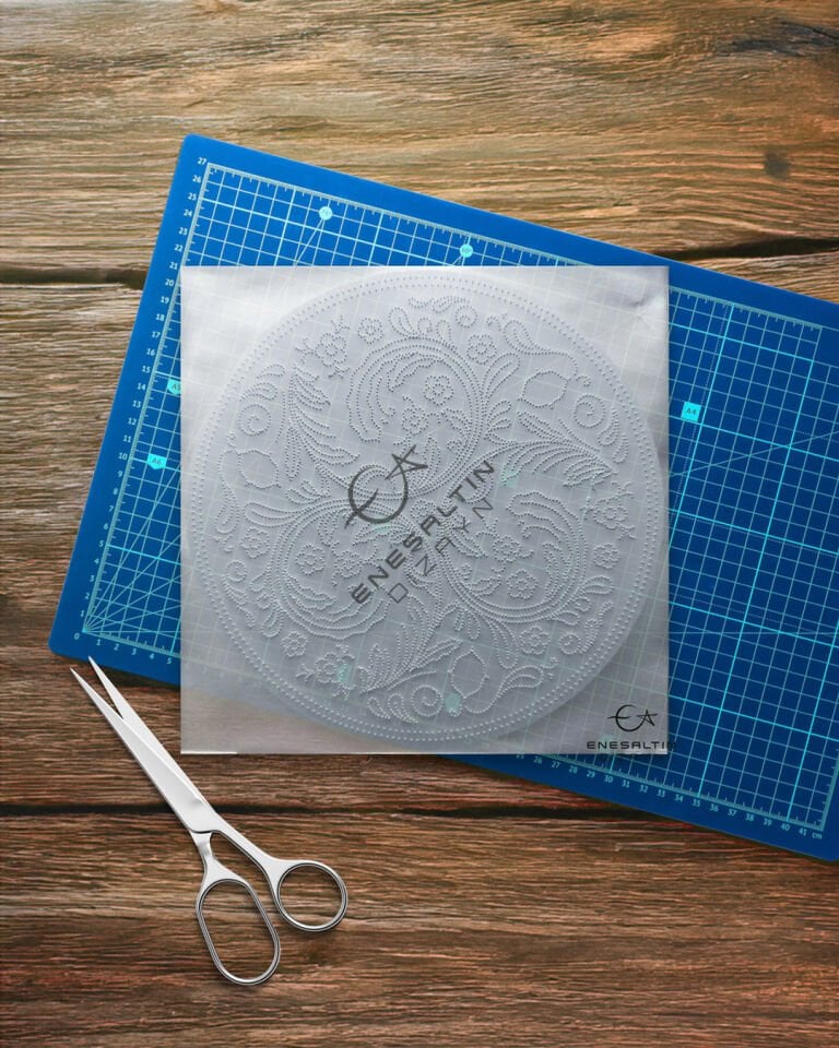 Şablon Desen 18 cm. -  Rüzgarlı Sazlık Çini Tabak Deseni