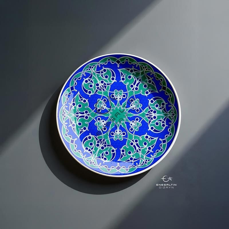 Şablon Desen 30 cm - Türk Üslubu Arabesk Rumi Çini Tabak / Karo Deseni