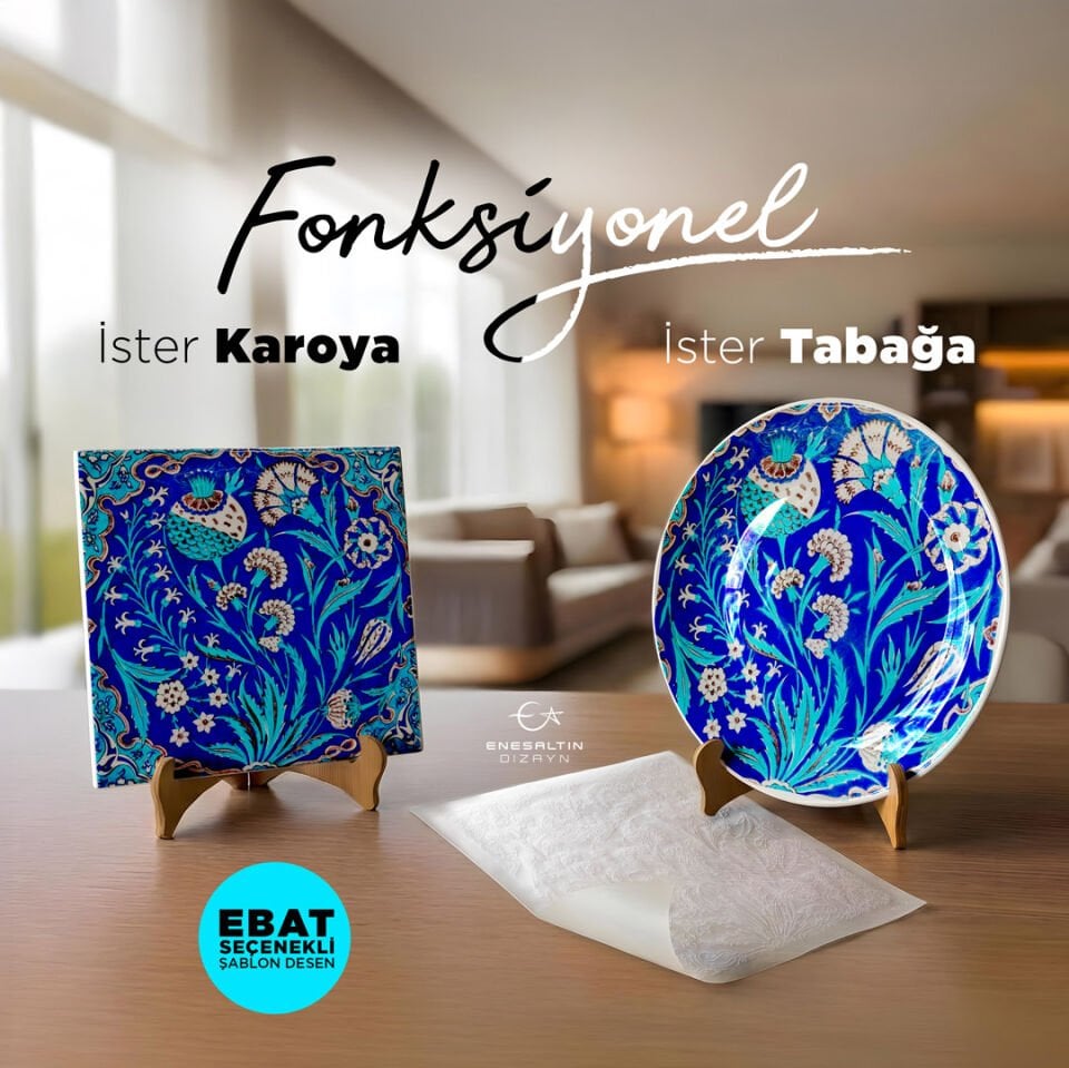 Şablon Desen - Klasik İznik 17. yy. Rüstem Paşa Camii Çini Deseni