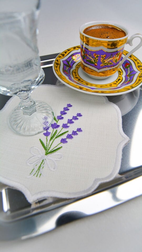 Lavender Garden Nakışlı 6'lı Kokteyl Peçete Seti