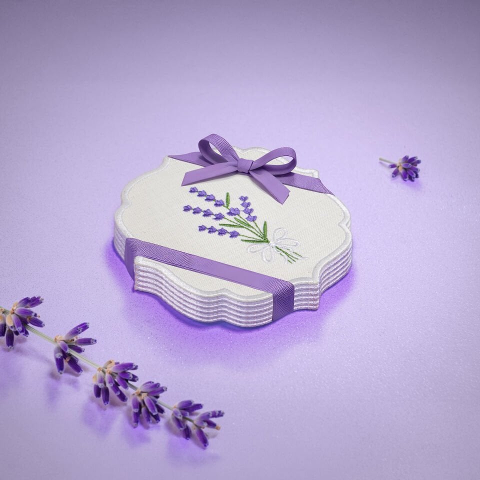 Lavender Garden Nakışlı 6'lı Kokteyl Peçete Seti