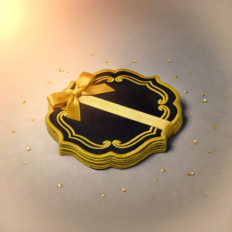 Dark Palace Frame Nakışlı 6'lı Kokteyl Peçete Seti (Gold)