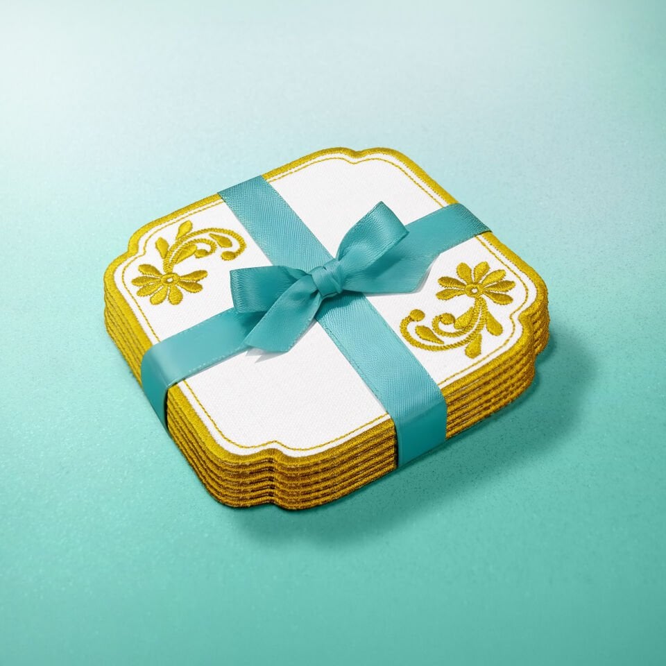 Bindallı Nakışlı 6'lı Kokteyl Peçete Seti (Gold)