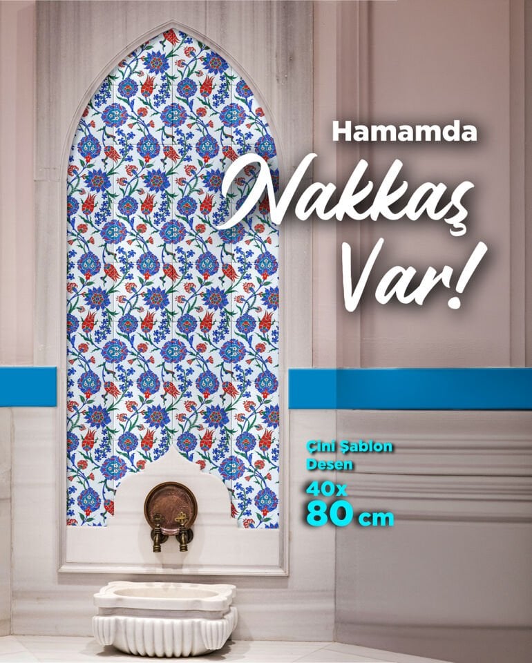 Şablon Desen 40 x 80 cm. - 5 Çeşit Motifli Ulama Çini Deseni